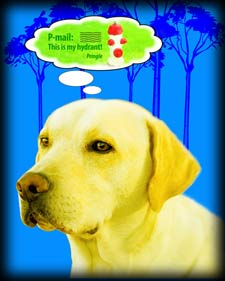 funny dog painting of Lab and fire hydrant